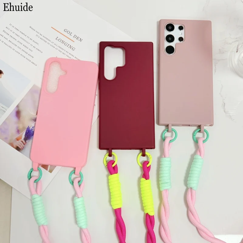 Enhanced Shockproof Crossbody Lanyard Case with Candy Soft Cover and Neck Strap