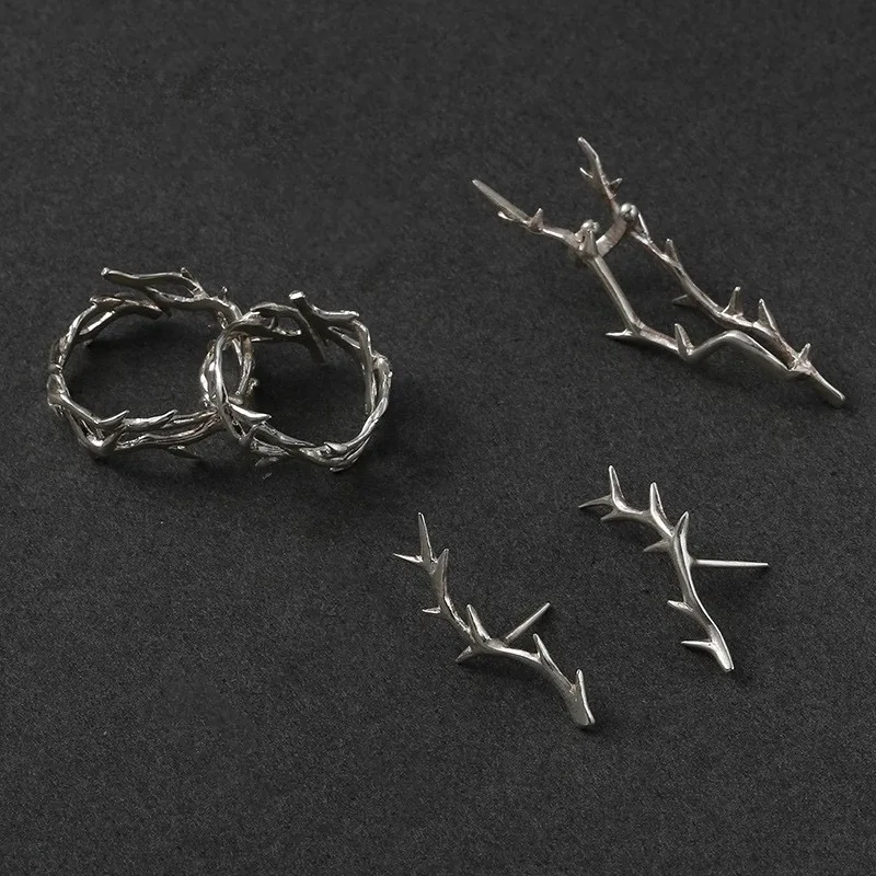 Couple Ring Instagram Style Punk Irregular Thorn Vintage Hip Hop Personalized Men Women Adjustable Lover Jewelry