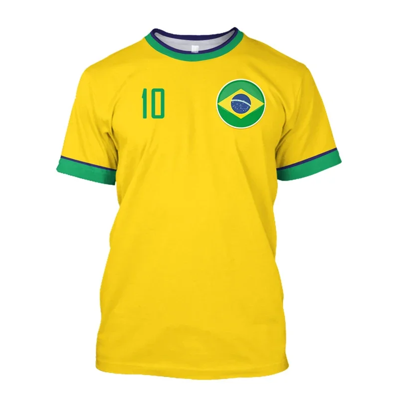 Semplici magliette da calcio brasiliano moda estiva manica corta 3D bandiera brasiliana stampata magliette sportive casual top abbigliamento da uomo