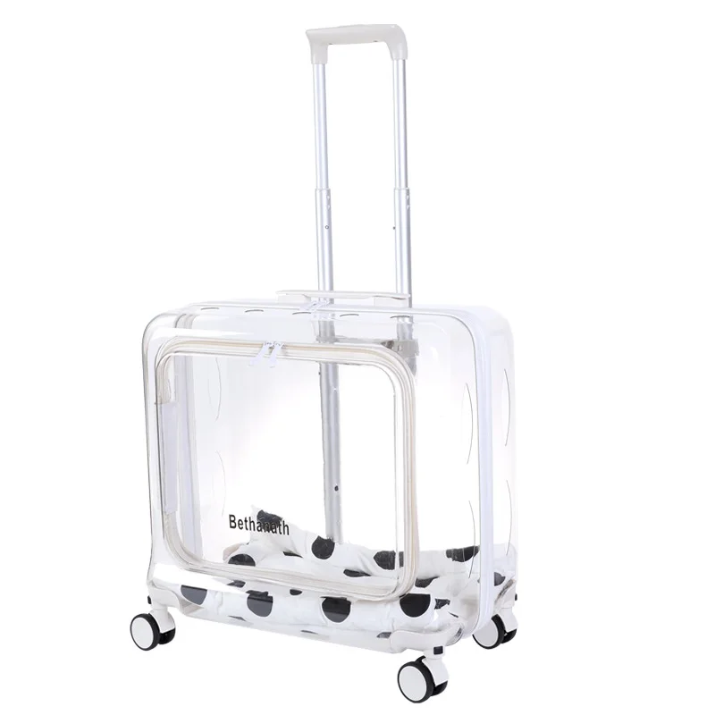 Cat Pet Trolley Case Panoramic Large Capacity Transparent Suitcase Outdoor Portable Pet Supplies Trolley Case Supplies