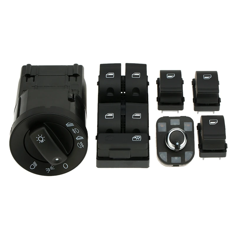 

6Pcs Mirror Knob Headlight Control Power Window Switch For - A4 S4 B6 B7