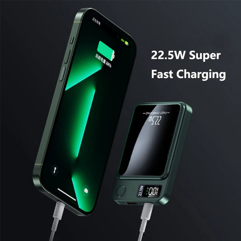 20000mAh Magnetic Qi Wireless Charger Power Bank 22.5W Fast Charging for IPhone 14 13 12 11 Samsung Huawei Xiaomi Mini Powerbank