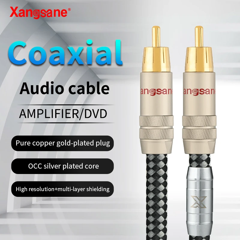 Xangsane-cabo de Áudio Coaxial Digital Banhado a Prata Cabo Subwoofer Spdif Amplificador de Potência de tv 5.1 Audio dc 75 o 6nocc