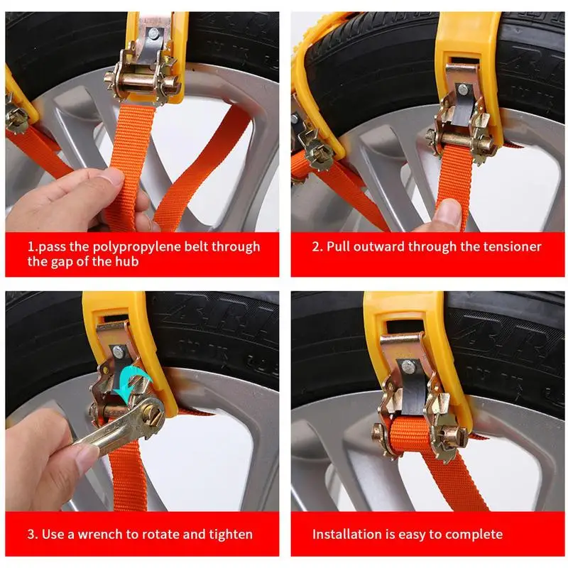 6pcs/set Car Snow Chains Off-Road Vehicle Sedan SUV Car Tire Supplies Auto Tire Snow Chains Anti-Skip Belt Safe Driving Tool