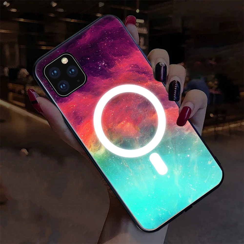 

Fire Cloud Aperture Led Light Phone Case Call Flash Glitter Cover For iPhone 15 14 13 12 11 Pro Max X XR XS Plus 6 7 8 SE2020