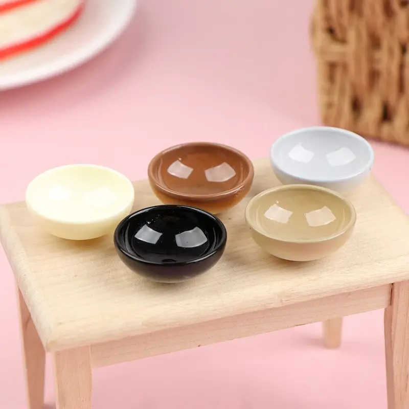 10pcs 1:12 Dollhouse Miniature Bowl Dish Round Mini Tablewar Set Dinnerware Toy Doll House Kitchen Dinning Accessories