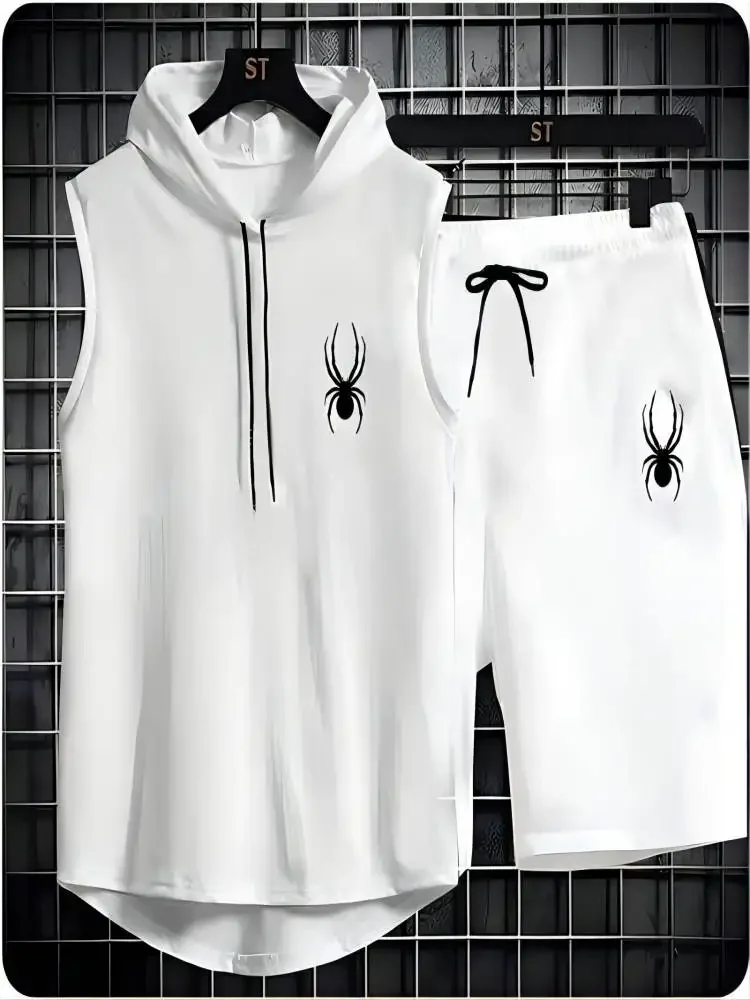 2025 New summer men's sleeveless set summer sports jersey set, men casual sports suit men's loose basketball suit summer tank to