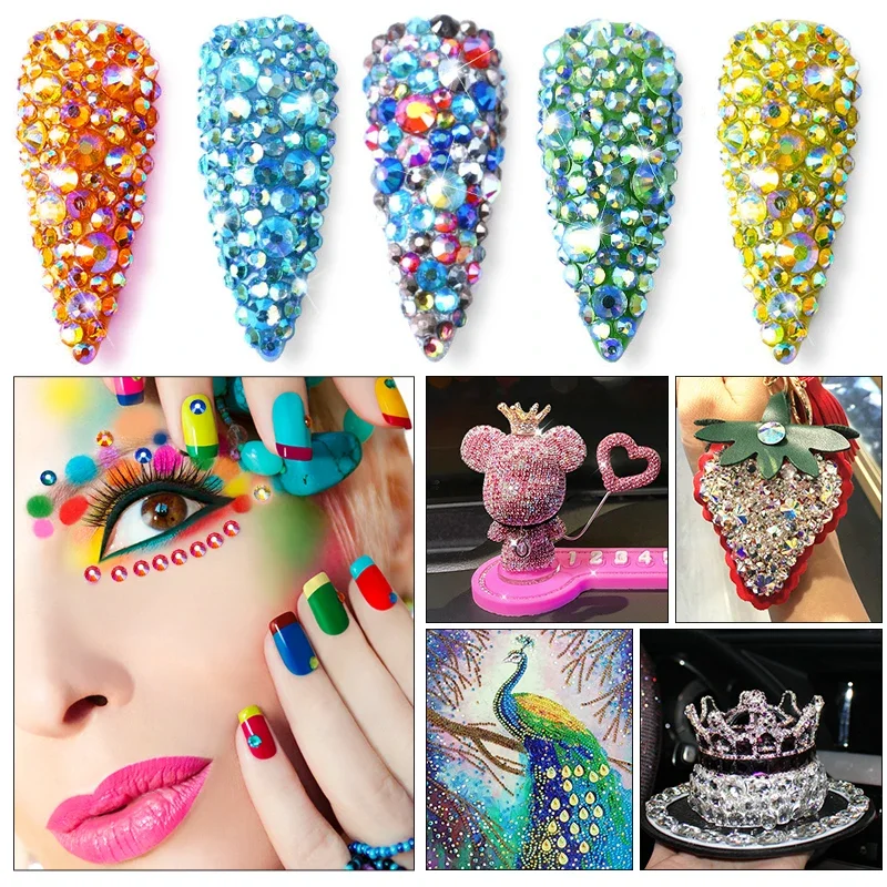 QIAO SS6-SS30 Kreidegelbe Glas-Strass-Kristalle Glitzer Diamanten 3D Flache Rückseite Nicht-Hotfix Strass-Steine – Detail 6