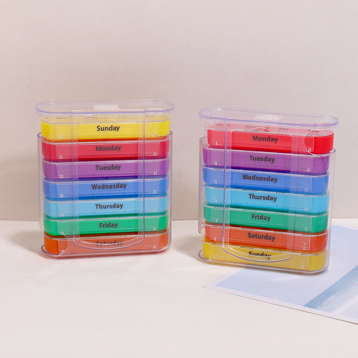 Weekly Pill Organizer with 4 Daily Compartments - Portable Medicine Box