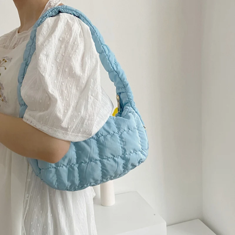 

Сумка-облако карамельного цвета для женщин, хлопковая нейлоновая вместительная сумочка на плечо, брендовые дизайнерские модные легкие чемоданчики