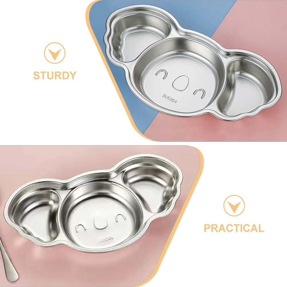 Food Trays Cartoon Divided Plate Stainless Steel Serving Aluminum Soup Dinner Plates Child