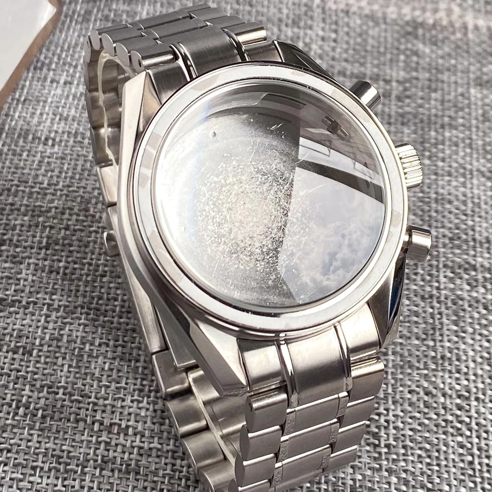 40mm Stainless Steel Chronograph Watch Case for Men - SPEED MASTER Style