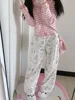 HOUZHOU Y2k Kawaii Sweet High Straight Pants Women Japanese Style Harajuku Cute Cartoon Print Loose Trousers Soft Girl 2024 4