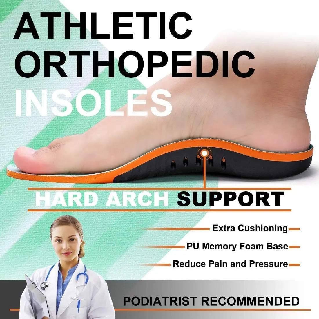 VALSOLE Plantar Fasciitis Orthotic Shoe Inserts,Athletic Running Insoles for Women and Men,Arch Support Gel Comfort Shoe Insoles