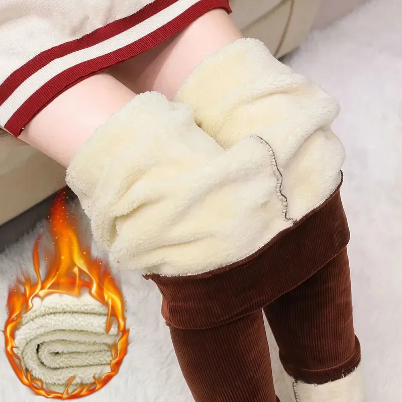 New Women Winter Cashmere Pants High Waist Velvet Fleece Lined Leggings Ankle Length Plush Skinny Jogger Sweatpants Slim Pant