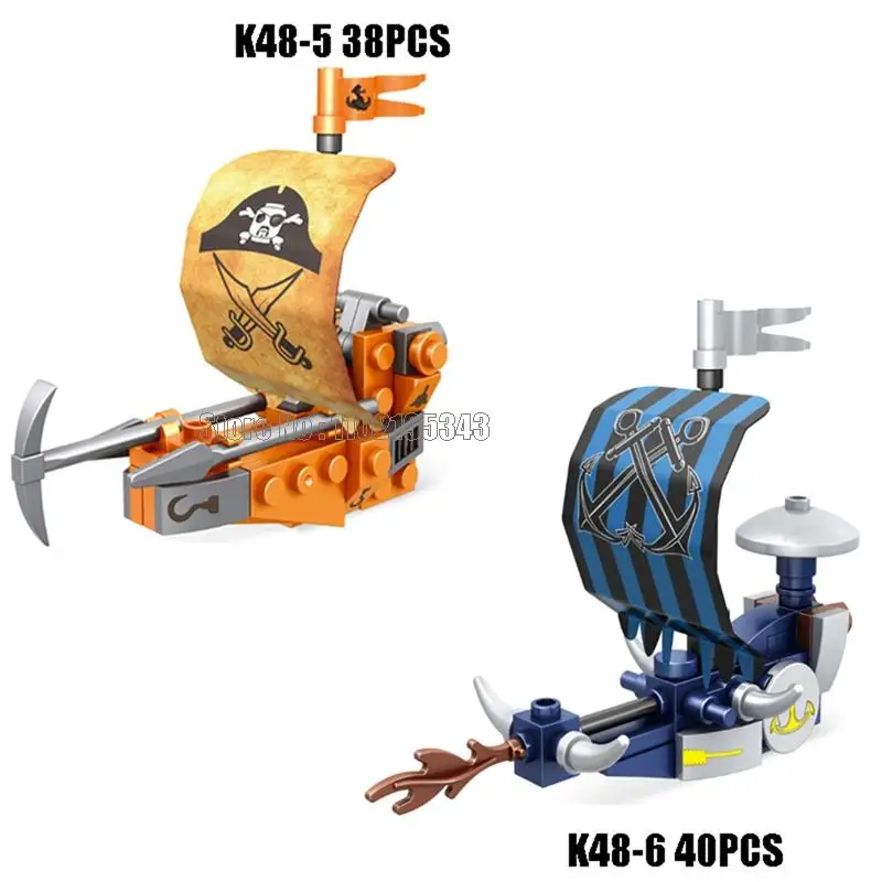 K48 222pcs 6in1 Pirate Ship Sailing Boat Gashapon Capsule Building