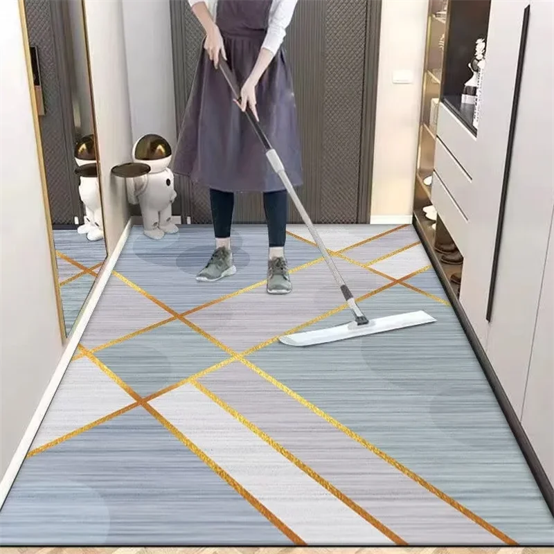 

Abstract Geometric Living Room Carpet Home Bedroom Decorative Rugs Kitchen Bathroom Antifouling Rug PVC Anti-Slip Entryway Mat