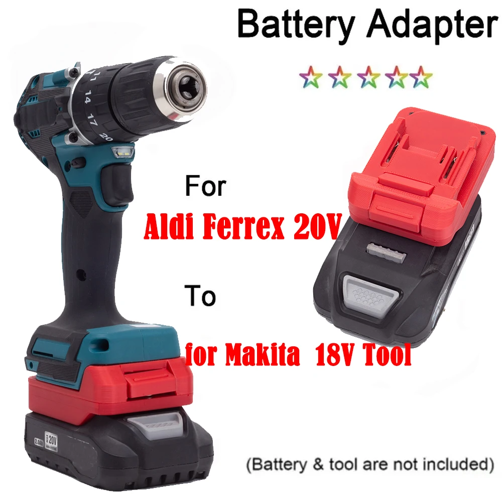 Convertitore Adattatore Batteria Per Batteria Al Litio Aldi Ferrex Activ Energy 20V Per Strumenti Cordless Makita 18V (Senza Batteria)
