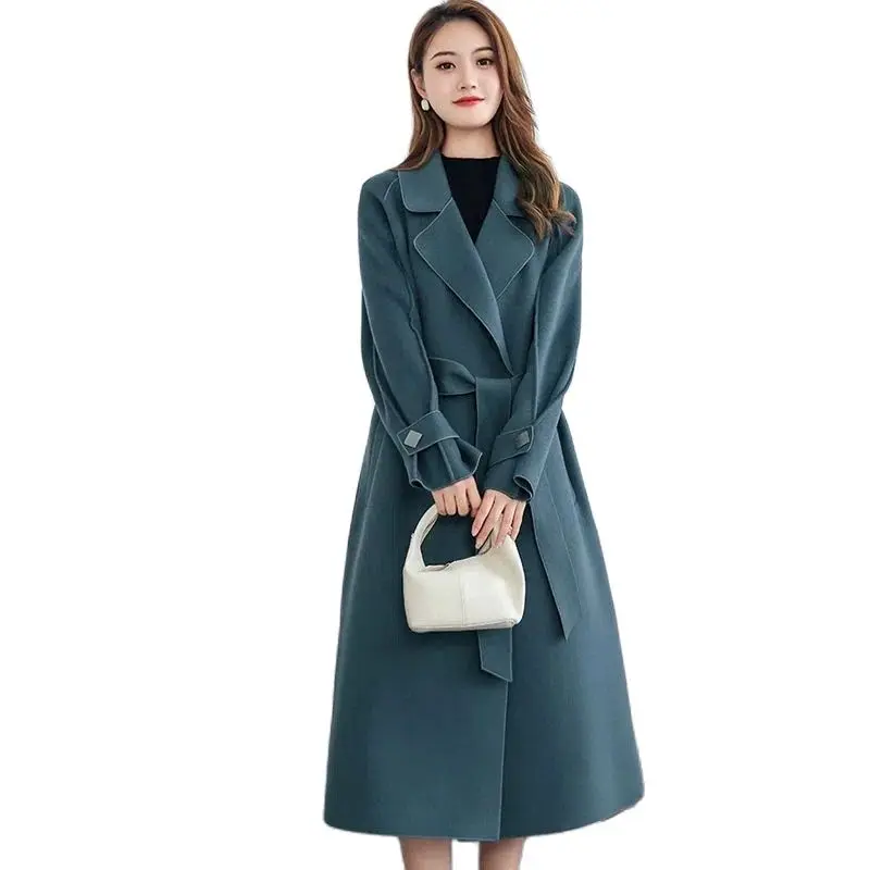 

Double-Sided Woolen Cashmere Coat High-End Autumn 2022 New Women's Mid-Length Double-Sided Woolen Slim Fit Thickened Woolen Coat