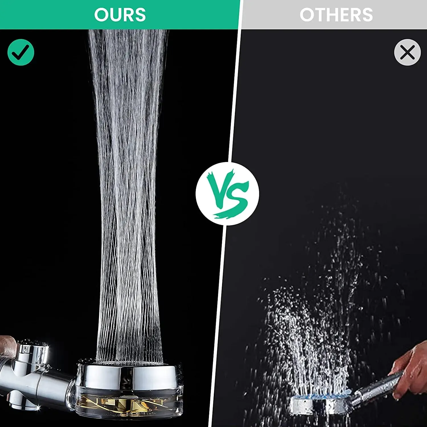 Shower Head High Pressure Rainfall Water Saving 360 Rotating Twin Turbo Propeller Fan Bathroom Accessories
