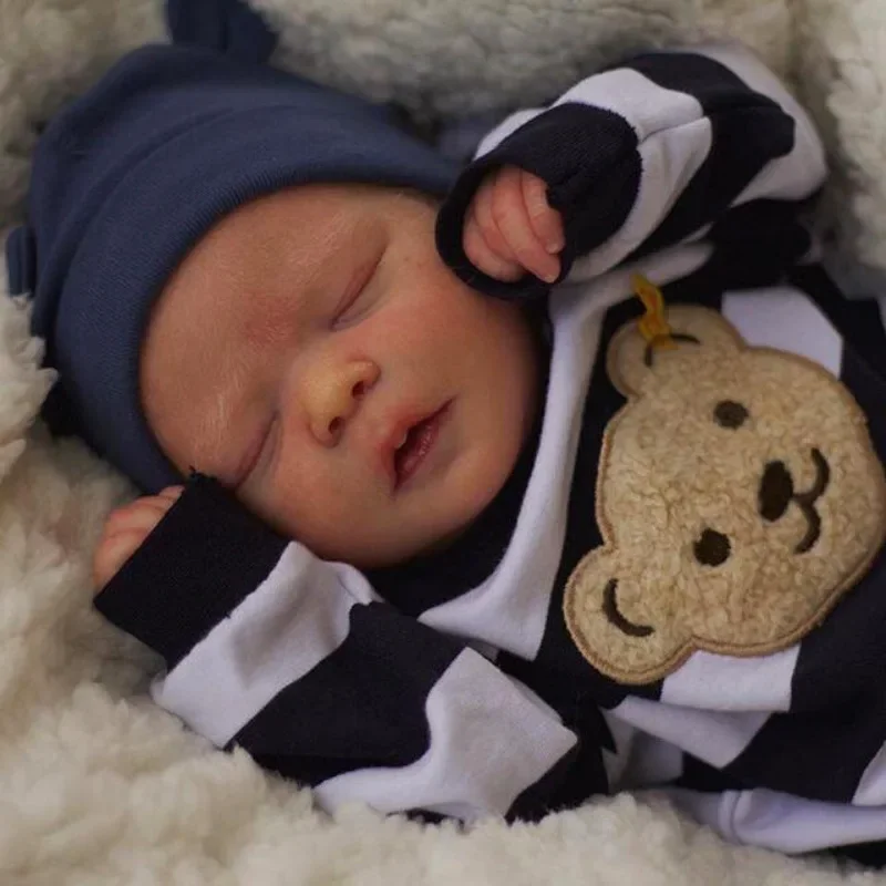 

17inch Soft Vinyl Silicone Baby Reborn Doll Lifelike Sleeping Newborn Finished Painted 3D Skin Collectible Art Dolls