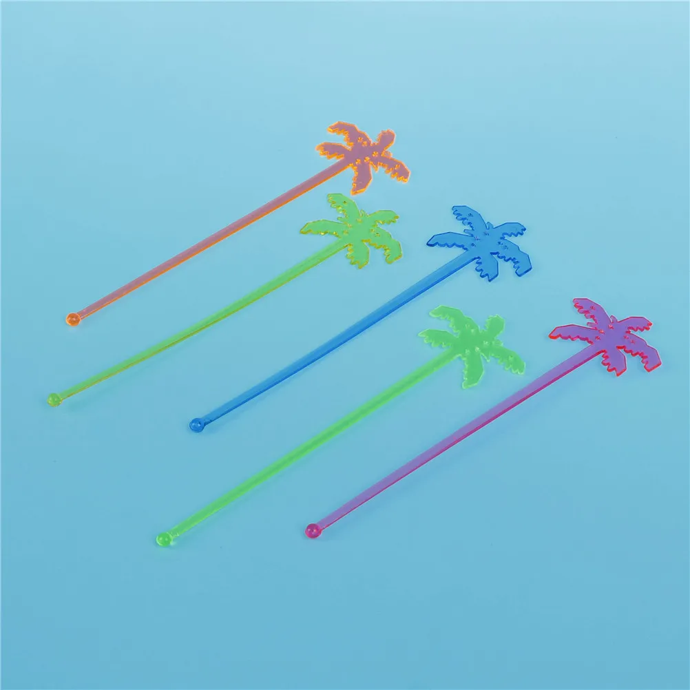 50pcs Coconut Tree Cocktail Swizzle Sticks Drink Stirrer Coffee Muddler Puddler Widely used in stirring wine juice coffee etc