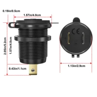 Super chargeur Type C prise de Charge rapide 12V/24V 60W double USB prise de courant pour moto Charge 4