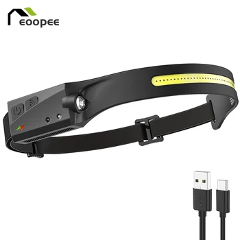 강력한 헤드 램프 센서 헤드 라이트, LED 헤드 토치, 전면 램프, 캠핑 작업 조명, USB 충전식 손전등, 배터리 포함, 1-5 개
