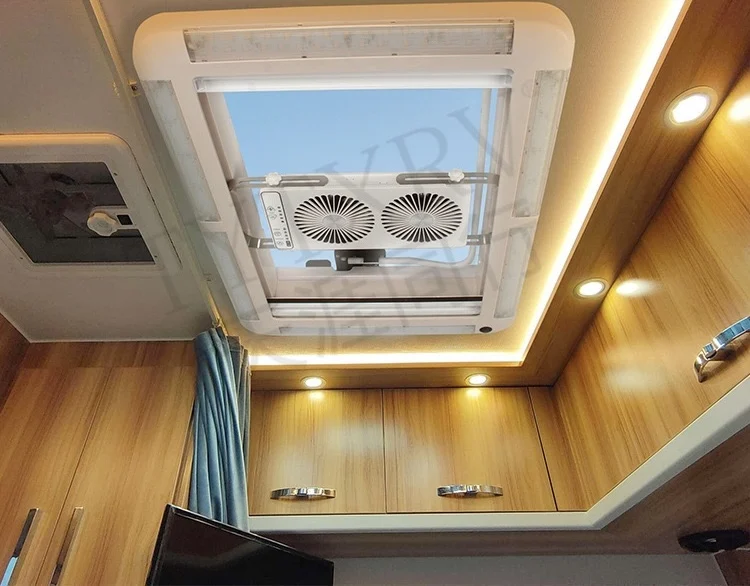 Description Picture 5 of item700 * 500 Camper Top Rv Car Roof Window with Led Light Pleated Curtain and Flying Screen Acrylic Glass