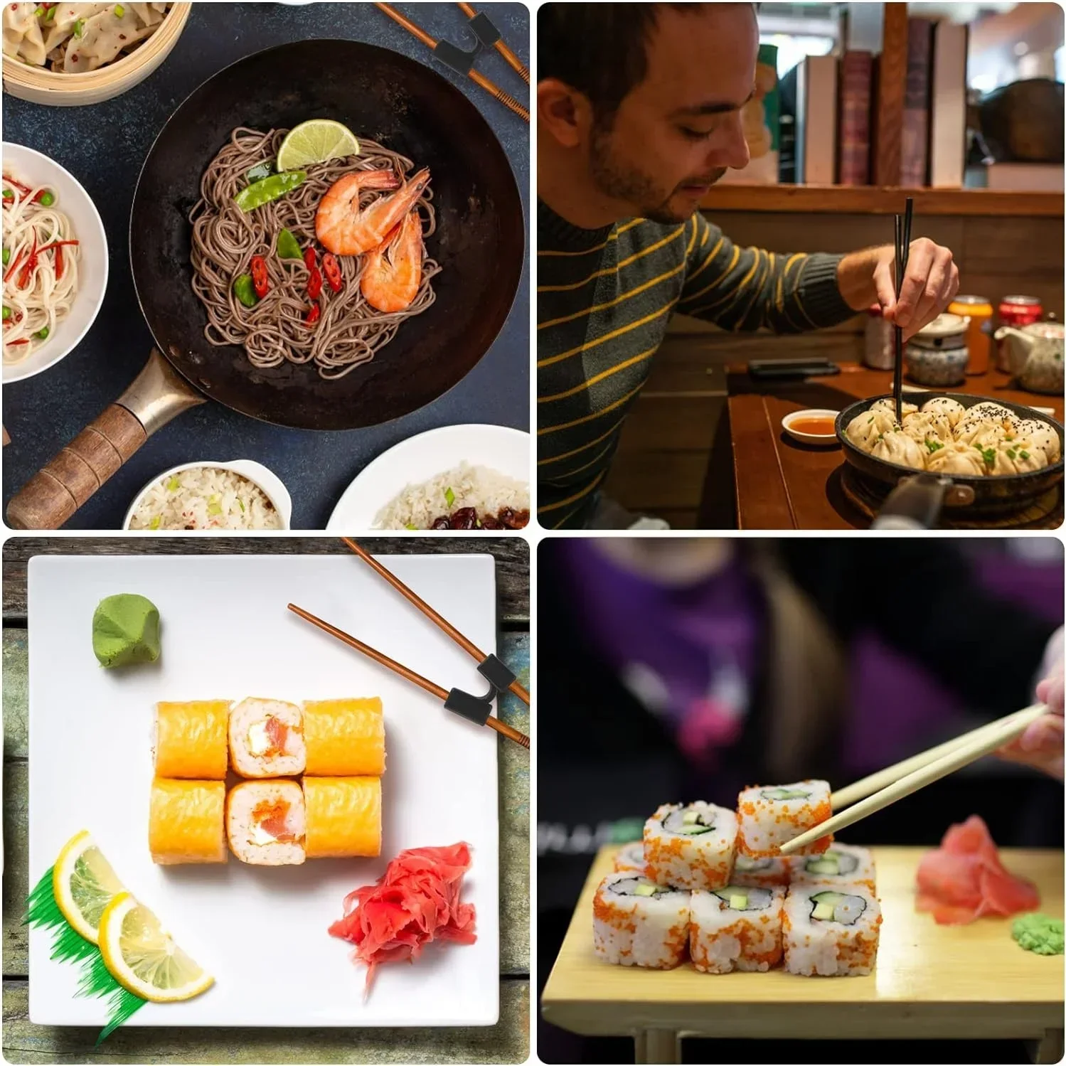 Chopstick Helper 5 PCS Reusable Chopsticks Helpers Training Chopstick Hinges Connector Practice Chopstick Helper for Adult Kid Beginner Traniner