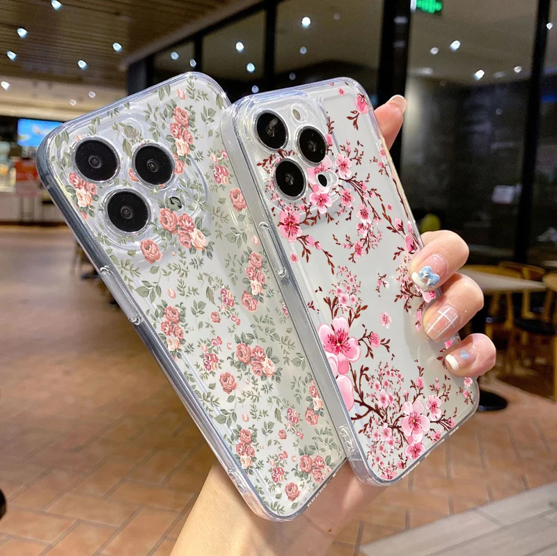 Clear Floral Phone Case Cover