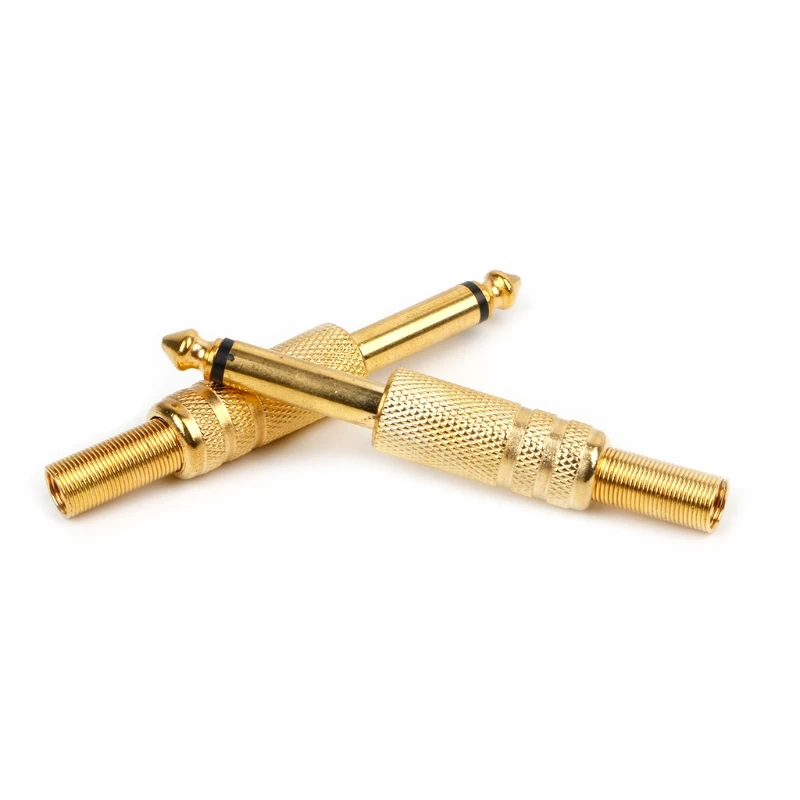 

2024 New 10 Pcs Gold Plated 6.35mm Male 1/4 Mono Plug o Connector Soldering