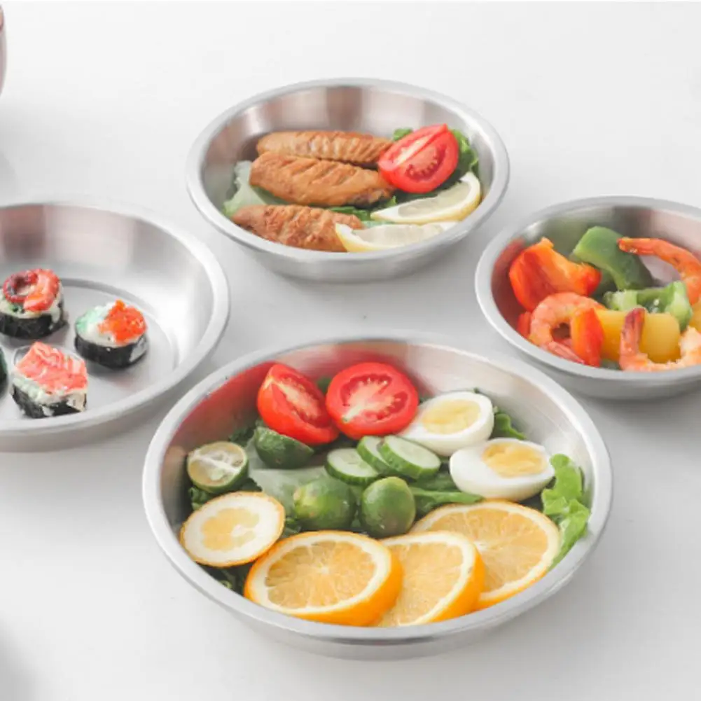 Stainless Steel Plates Temperature Resistant Matte Texture Multi-functional Space-saving Camping Dinner Plate Dish Ourdoor camping cutlery portable tableware portable cutlery titanium tableware