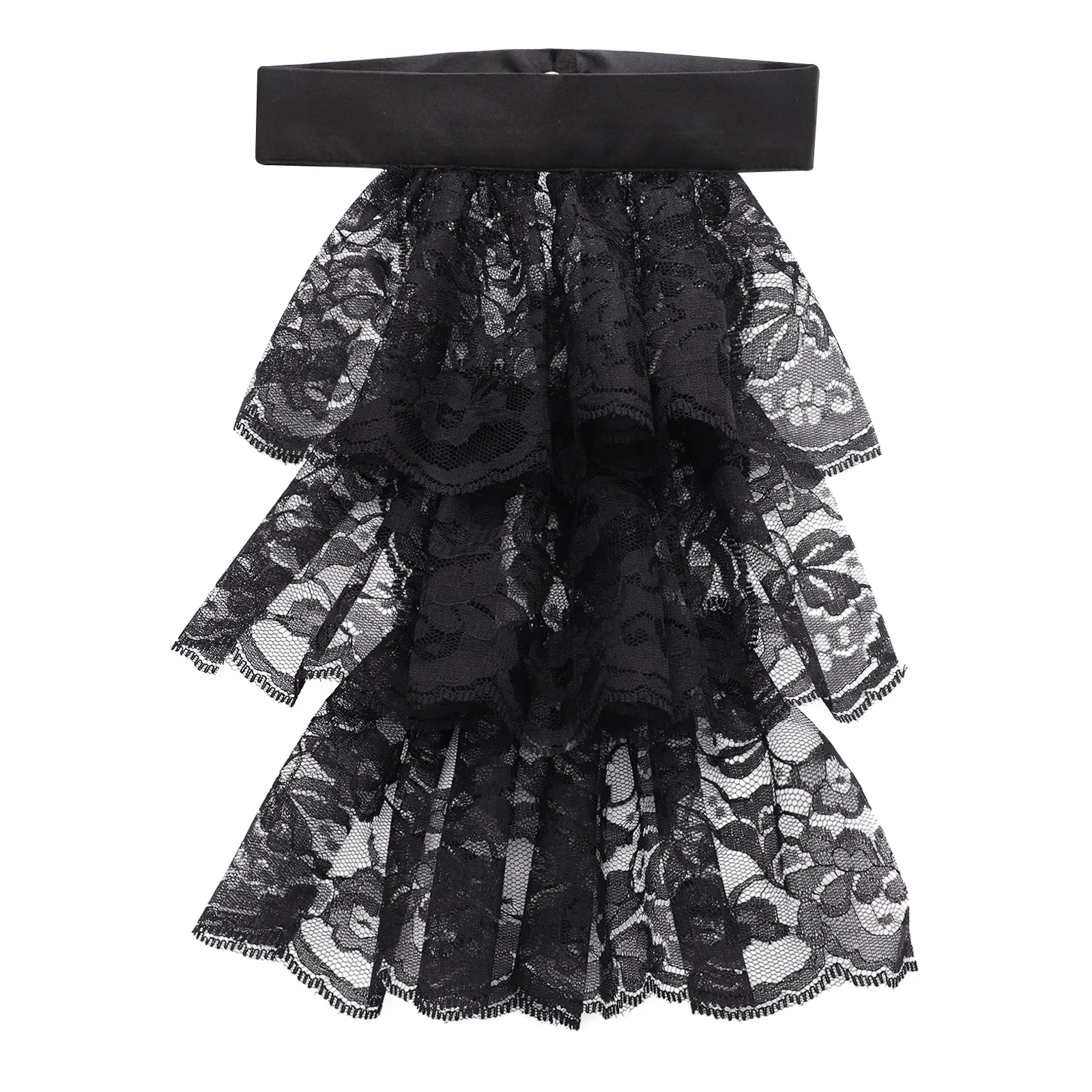 Women Men Detachable Ruffled Lace Jabot Vintage Victorian Fake Collar Halloween Carnival Cosplay Costume Steampunk False Collar