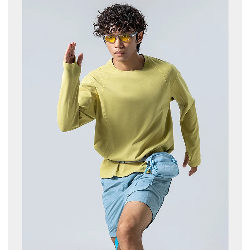 Herren Performance-T-Shirt mit Rundhalsausschnitt und langen Ärmeln – UPF50+ Sonnenschutz, 7A antibakteriell & schnelltrocknend für Sport- und Outdoor-Aktivitäten