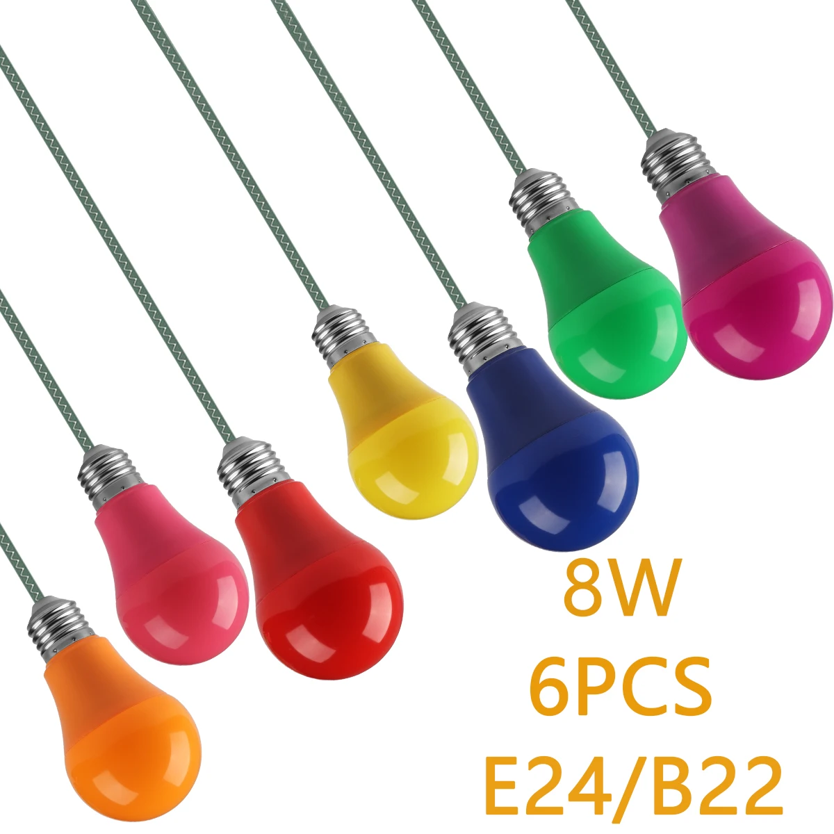 6PCS/LOT LED energy-saving color bulbs Christmas decoration marquee night light E27 AC110V 220V 8W no flicker 7 colors