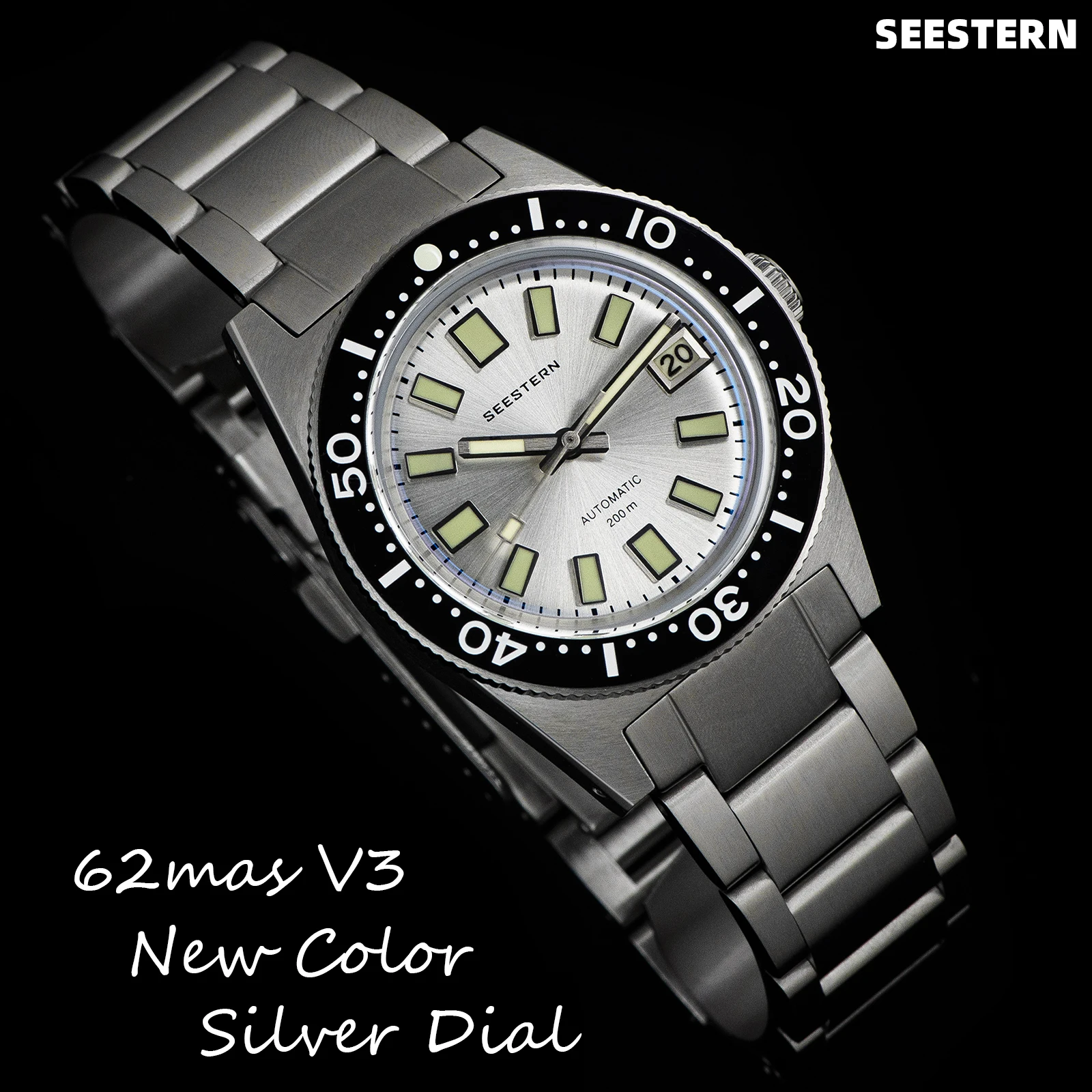 Seestern 62Mas Diving Watch Men Automatic Nh35 Movement Orologio Da Polso Meccanico Bracciale Luminoso In Vetro Zaffiro Con Gomma Fkm