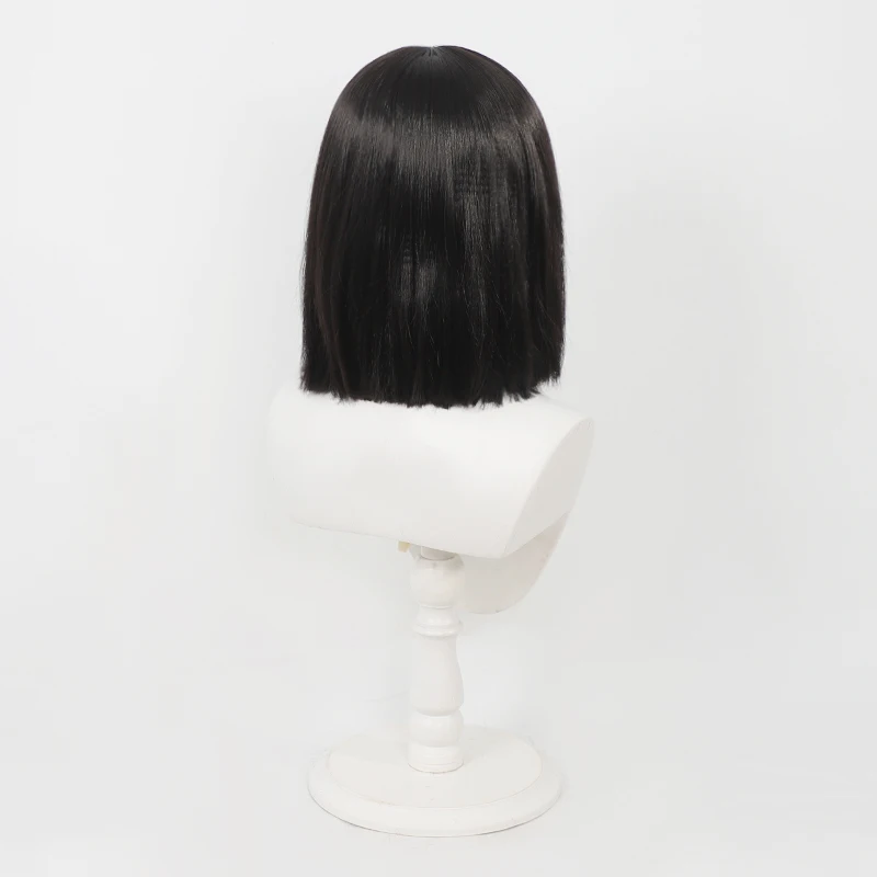 Parrucca cosplay nera resistente al calore in capelli sintetici per Halloween, carnevale, feste, per donne e uomini, ispirata al gioco anime Limbus Company Ryoshu. - immagine 5