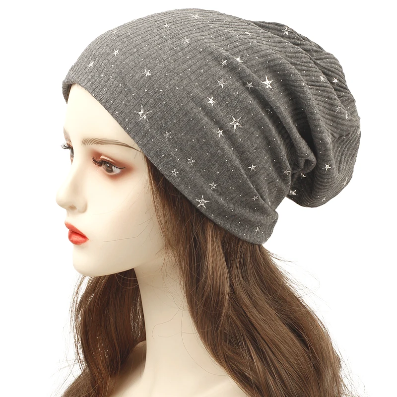 Geebro New Women's Star Stripes Beanies Hat Spring Autumn Fashion Beanie Ladies Knitted Comfortable Skullies Hats Bonnets Cap 3