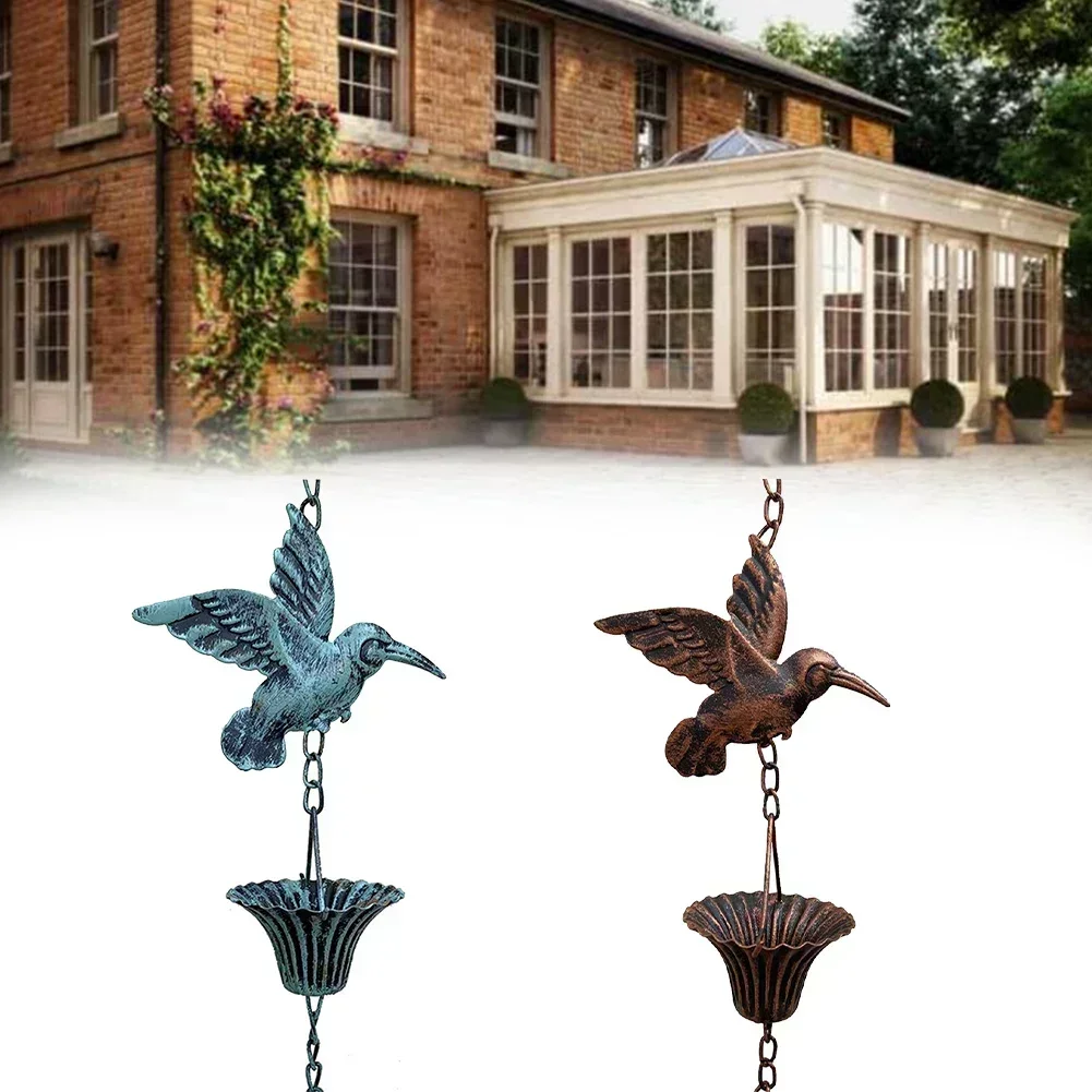 8.5ft Rain Chain Metal Vintage Bird Rain Chain Pendant Suitable For Outdoor Gutter Downspout Hardware Parts Garden Eaves Decor stainless steel chains rain chain adapter