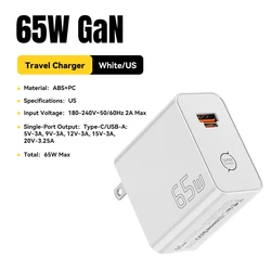 ESSAGER 65W GaN PD Fast Charger with Advanced Charging Technologies - 65W US Plug White