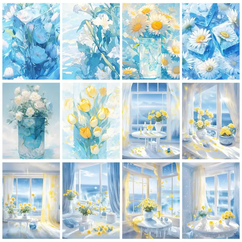 

RUOPOTY Painting Kit By Number Flower Diy Crafts Paintings On Number Art Supplies Handicraft Handiwork Art