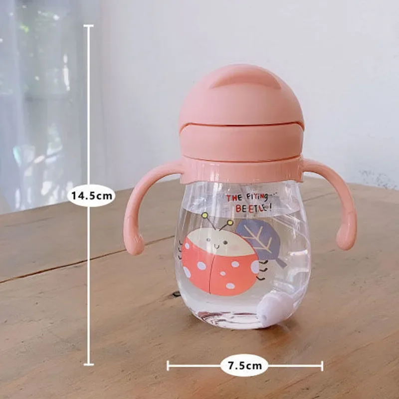 350ml Baby Sippy Water Cup Kid Handle Learn Feeding Drinking Bottle Anti-choking with Gravity Ball Kids Training Cup with Straw