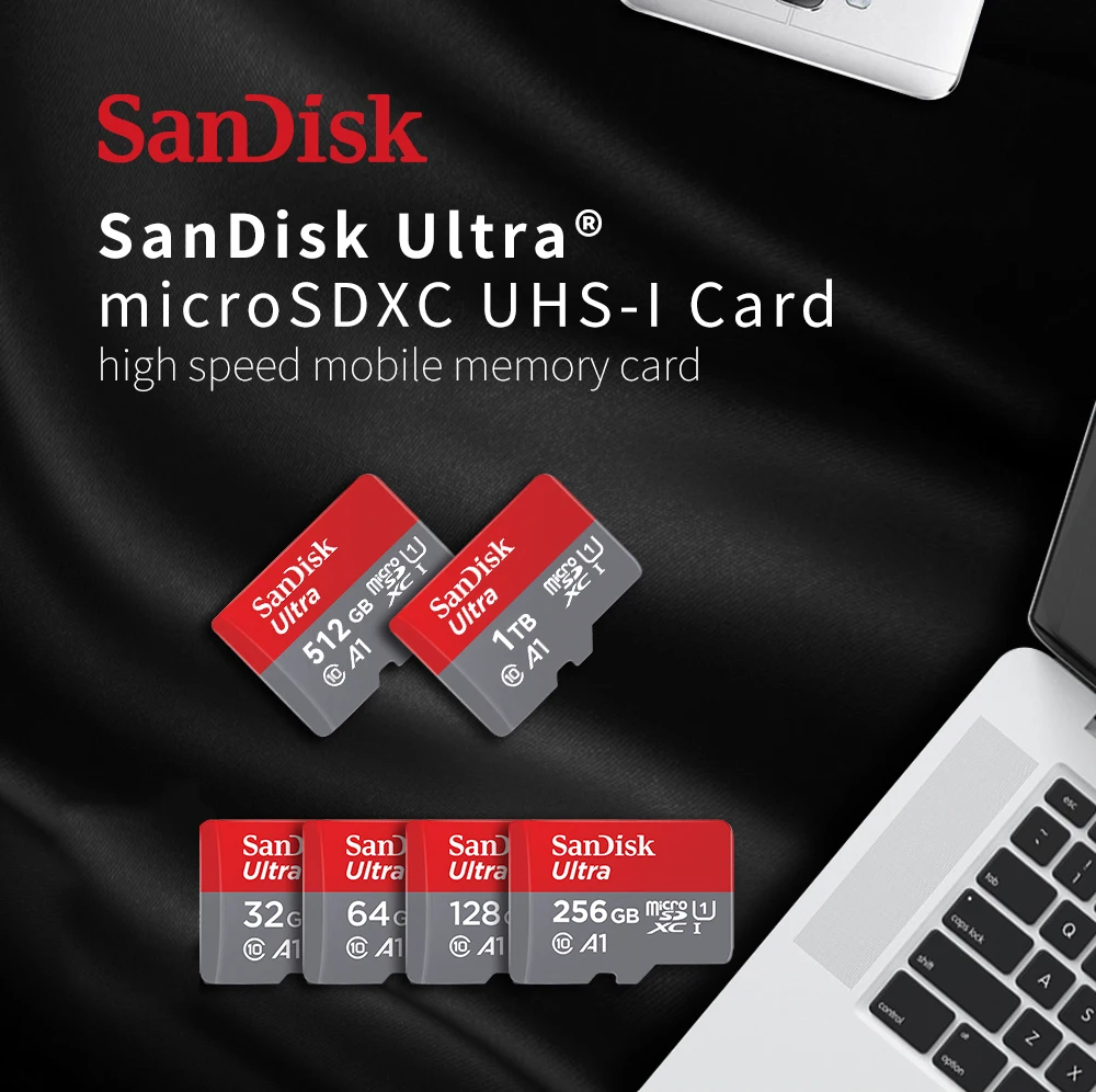 thumbnail image 4 of Tarjeta de memoria Micro SD SanDisk Ultra A1 V10 C10 U1 de 32 GB, 64 GB, 128 GB, 256 GB, 512 GB y 1 TB, tarjeta flash TF para cámara, teléfono, Nintendo Switch, 4 of 5