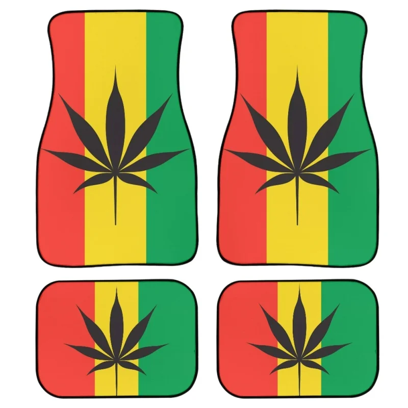 INSTANTARTS Jamaica Flag 4pcs Full Set Carpet Floor Mats for Cars 3D