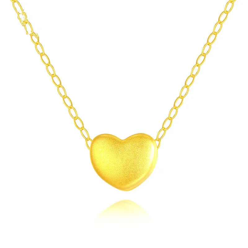 LABB 999 Full Gold Love Pendant 3D Hard Gold Peach Heart Necklace Pendant Women's Fine Jewelry Valentine's Day Gift D0035