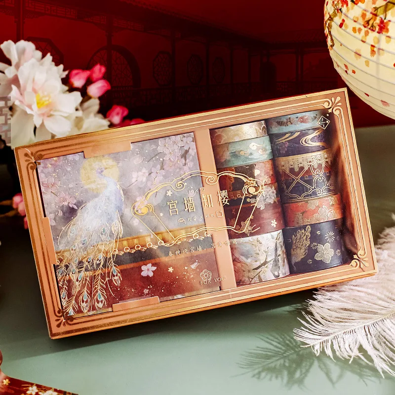 And Paper Tape Stickers Suit Hand-painted Retro National Tide Crane Palace Material Palace Scrapbooking Decoration