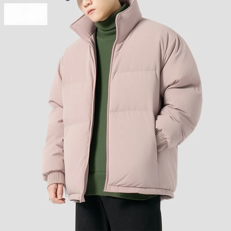 2023 겨울 새로운 트렌디 한 느슨한 간단한 스탠드 칼라 두꺼운 따뜻한 겨울 옷 겉옷 남성용 캐주얼 카디건면 패딩 재킷