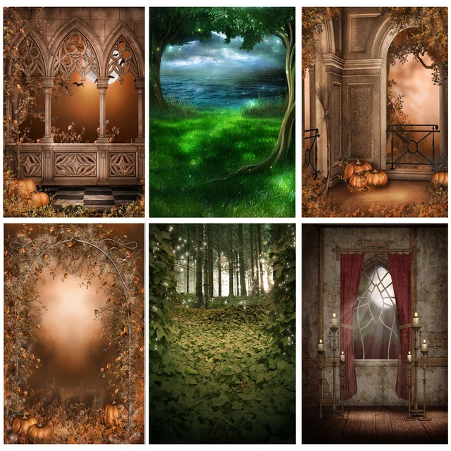 Halloween Backdrop Pumpkin Lantern Castle Forest Moon Tombstone Baby Photography Background For Photo Studio Props 21819 NG-02