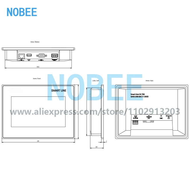 7 inches HMI Smart 700 IE V4 Panel 6AV6648-0DC11-3AX0